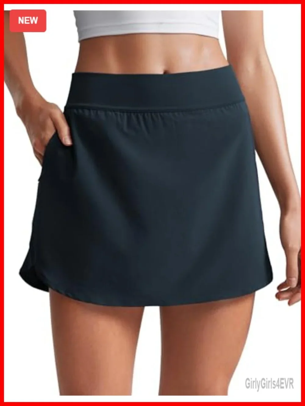 High Waisted Dolphin Hem Golf Skort with Built-in Shorts, Quick-Dry, Pockets